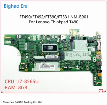 T490 Placa de baza Pentru Lenovo Thinkpad T490 T590 Laptop Placa de baza NM-B901 Cu I7-8565U/8665U CPU de 8 gb-RAM 100% Testat pe Deplin
