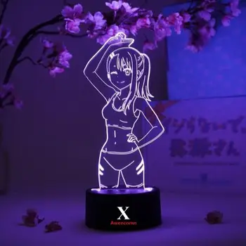 Nu te juca cu Mine Dor Nagatoro Figura Anime Lumină LED pentru Decor Camera Atmosfera de Vacanta Lumina Manga Nagatoro costum de Baie 3D Lampa
