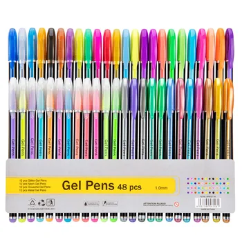 48pcs Pix cu Gel Set Rezerve Metalice, Pastelate Sclipici Neon Desen Schiță Creion de Culoare Școala de Papetarie Marker pentru Copii Cadouri