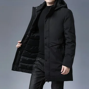 Jacheta de iarna cu Gluga Hanorac Haine Barbati Haine 2021 Calitate de Top Căptușit Brand de Moda Casual Cald Gros Barbati Hanorac Lung