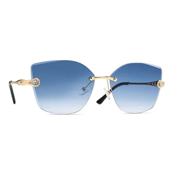 Epocă fără ramă de ochelari de Soare pentru Femei Piatra de Lux Ochelari de vedere pentru Exterior Doamnelor Supradimensionat Ochelari de Nuante Oculos Gafas 7056DF