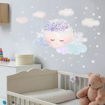 Creative față zâmbitoare nori, stele tapet camera copiilor decor perete autocolante autoadezive en-gros de autocolante de perete