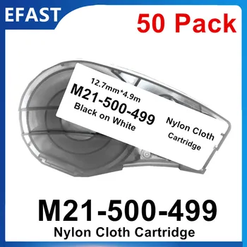 50PK Compatibil M21 500 499 Cartușe 12,7 mm*4.9 m Nailon Pânză Pentru Etichetare,Portabile Imprimantă de Etichete Patch Panel/Fir/Cablu Etichete