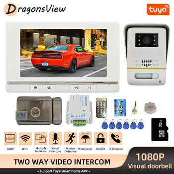 DragonsView Tuya WiFi Interfon cu Blocare 1080P Usa Camera de Intrare Wireless Vizuale Video Inteligente Ușa de Sistem de Telefon pentru Casa