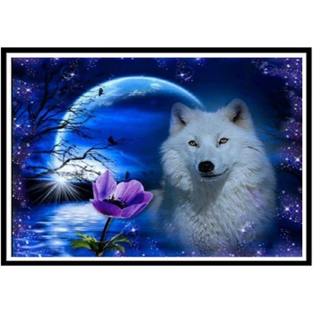5D Diamant de Pictură de Culoare de Noapte Câine Animal Diamond Inlay Broderie DIY Băț Rotund Cruce Cusatura de Acasă Decorare Cadou de Anul Nou