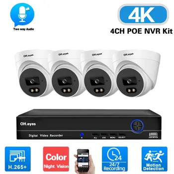 4K 8MP POE CCTV Dome Set Complet 4 Canale NVR Kit de Acasă de Interior 2 Way Audio de Securitate IP Camera de Supraveghere a Sistemului de Kit H. 265