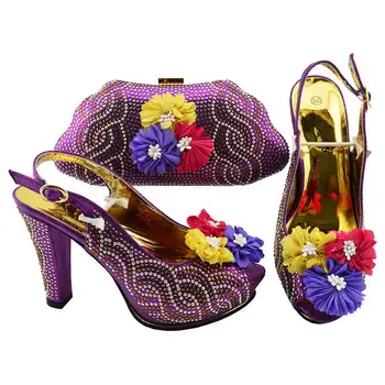Pe Vânzări Italian de Pantofi cu Toc inalt, cu Saci de Potrivire de Înaltă Calitate Sandale Pantofi și Geantă de Set de Nunta Seturi de Tocuri inalte Cu Flori