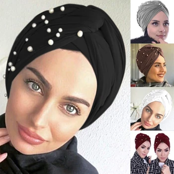2022 Eșarfe Pentru Femei Musulmane Ștrasuri Din Mărgele Eșarfe Femei Femei De Vară India Pălărie Musulman Cruce Chimioterapie Beanie Turban Folie Capac