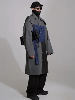 Toamna Mozaic Canadiană de Iarna Barbati Lungime de Nișă Design de Moda 2023 Contrast de Culoare cu Maneci Lungi de sex Masculin Topuri 2A5512