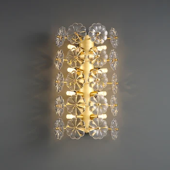 LED petale de Flori, lămpi de perete aur cupru moderne de lux lumini de perete în dormitor alamă tranșee de perete camera de zi hol hol lumini