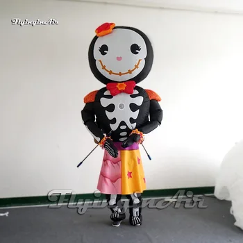 Personalizate de Mers pe jos Amuzant Gonflabile Craniu Fată Costum de 2,5 m Portabil Arunce în aer Schelet Zombie Costum Pentru Halloween Parade Show