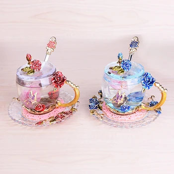Europa Stil colorat de sticlă ceașcă email aplicatiile cupa de cristal Ceașcă de ceai ceașcă de cafea creativ cadou de Nunta petrecere Acasă Băut Ware