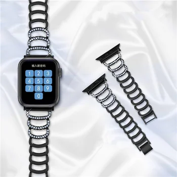 Pentru Apple Watch SE 7 6 5 4 3 2 1 Curea de 41mm 45mm 44mm Trupa de Metal C-în formă de Diamant Brățară pentru Seria 7 38 40 42 Mm
