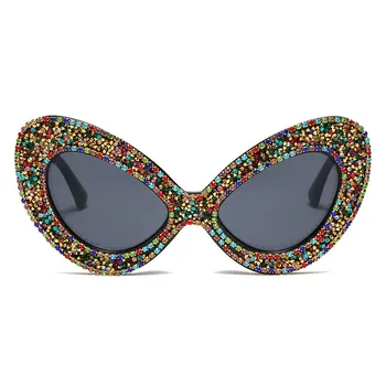 FENCHI Bling ochelari de Soare Femei Supradimensionat ochi de Pisica ochelari de Soare de Designer de Lux Nuante Lunetă Soleil Femme 2021