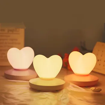 LED-uri Control Tactil Lampă de Masă USB Reincarcabila Atmosfera lampă de Economisire a Energiei Romantice de Dragoste Inima Silicon Noptieră Lumina de Noapte