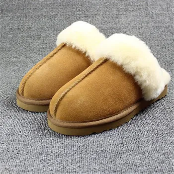 Noul Cuplu Pantofi De Iarna Blana Unul Acasă Papuci Femei Din Piele Lână Cald Papuci De Femei Pantofi De Cașmir, Bumbac Papuci