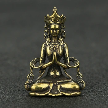 Mini Retro Alamă Zeita de Mercy Buddha Figurine de Cupru Budismul Feng Shui Acasă Decor Decoratiuni Ornamente