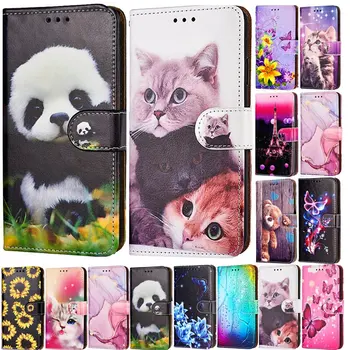 Flip Din Piele De Panda Drăguț Caz De Telefon Pentru Samsung Galaxy J3 J5 J7 2017 A3 A5 A7 Nota 5 8 9 S3 S4 S5 S6 7 S8 S9 S10 Plus Capacul Suportului