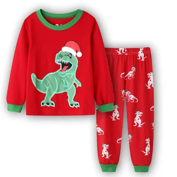 Crăciun Baietel Haine De Fata Seturi De Desene Animate Dinosaur Imprimare Imprimare Maneca Lunga Pulover De Top+ Pantaloni Seturi Xmas Copii Pijamale, Costume