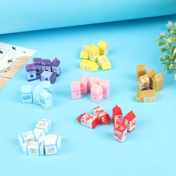 Casă de păpuși Mini Lapte rășină Cutie de Lapte de Fructe in Miniatura Alimente Modelul Joc de Fotografiere elemente de Recuzită 11*11*24 mm