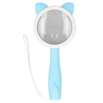 Lupa Desene animate Portabil Blue Kitty de Prevenire a Căderii Dublu Obiectiv de Proiectare HD Prindere Confortabilă de Lectură Animal Lupă