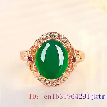 Jad Verde Inel Bijuterii Farmec Piatră Prețioasă Naturale Amuleta Cadouri De Moda Calcedonie Femei Argint 925 Cristal De Zirconiu