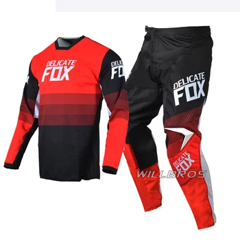 MX Combo Delicate Fox FAZR 180 Pantaloni Jersey Limitat Pantaloni Enduro Off-road Costum Motocross Costum Negru Rosu Kituri Pentru Bărbați