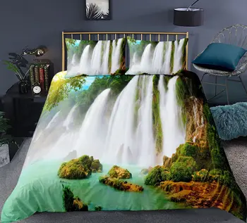 Natura Carpetă Acopere Cascadă care Curge Pe Pietre Valea cascadelor Imagine Decorative din Poliester pentru Decorare Dormitor Adulti Copil