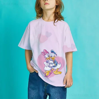 Vara Tricou Casual, Desene animate Fetele de Imprimare Disney Donald Duck Rotund Gat Fete T-shirt Îmbrăcăminte pentru Copii Topuri