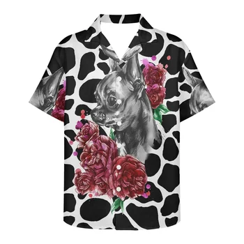 Vara Plaja Bluză de Bărbați Respirabil V Gatului Maneca Scurta Camasa Hawaiian Textura Animal Print Floral 2022 Vacanta de Îmbrăcăminte pentru Bărbați