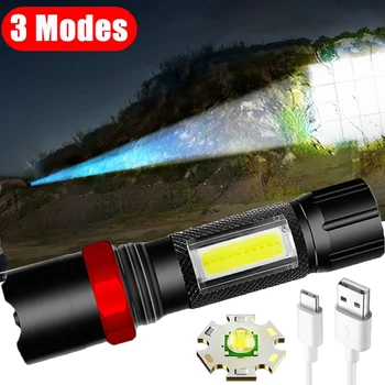 Luminos puternic USB Reîncărcabilă Lanterna LED-uri 3 Modul de Lanterna Zoom Telescopic Portabil Impermeabil în aer liber Camping Lanternă Drumeții