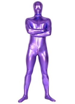 (MZS010) Violet Metalic Strălucitor Dresuri clasice costume de halloween Unisex originale Fetish Zentai se Potriveste