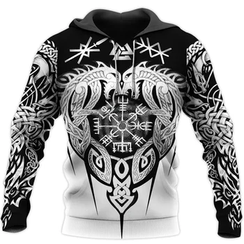 Noi 3D Imprimate Viking Tatuaj Tricou Casual Moda Hip Hop Harajuku Zip Hoodie Bărbați Îmbrăcăminte de Top Sacou