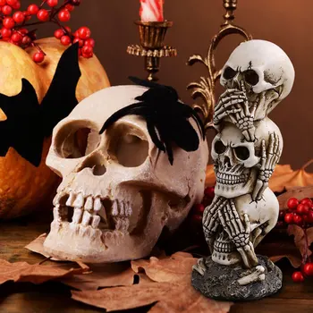 Cele Mai Recente Groază Halloween Craniu Decor Simulare Craniu Uman Modelul Bar De Pe Desktop De Afișare Decorare Fotografie Elemente De Recuzită