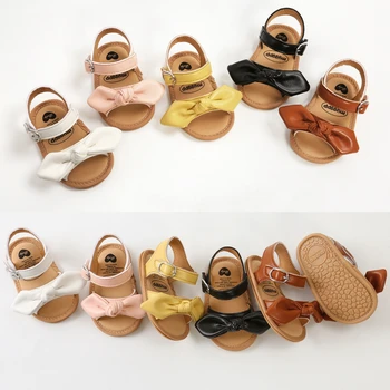 Summer Infant Fete pentru Copii Sandale Casual Bowknot Beach Garden Pantofi Anti-Alunecare PU Piele Plat cu Primii Pantofi de Mers pe jos 0-18M