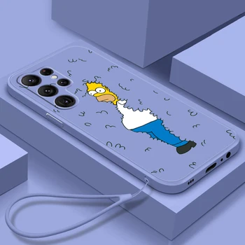 Desene animate Amuzant Simpsons Caz Pentru Samsung Galaxy S22 S21 S20 S10 Note20 10 Ultra Plus Pro FE Lite Lichid Coarda Telefon Acoperire de Bază