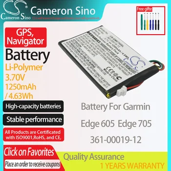 CameronSino Baterie pentru Garmin Edge 605 Edge 705 dedicat Garmin 361-00019-12 GPS, Navigator baterie 1250mAh 3.70 V Li-Polimer Negru