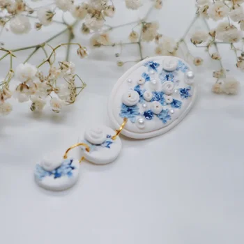 Retro Moale Lut Ceramică Brosa Pentru Femei, Fete Pictura Floare Pearl Broșe Accesorii Lucrate Manual La Modă Pandantiv Brosa Cadou