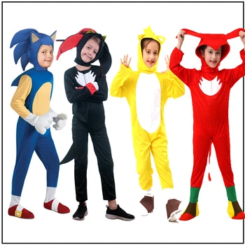 Copii Joc Anime Albastru Arici Roșu Cosplay Costum Amuzant De Halloween Carnaval Costume Cu Pălărie, Mănuși Seturi