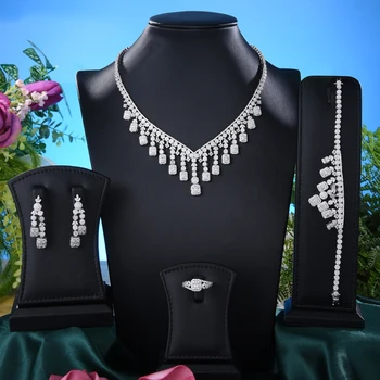 GODKI de Lux Nou la Modă Flori Colierele Set de Bijuterii Pentru Femei Nuntă Zircon CZ Africane Dubai Set de Bijuterii de Mireasă Petrecere de Dans
