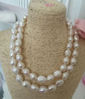 Noi 2 randuri de 12-13 mm în sud baroc, colier de perle albe 17
