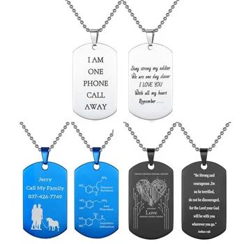 Personalizate Memorial Pandantiv Personalizat DIY Dog Tag Colier pentru Bărbați-L Militară Categorie Coliere Cadouri de Ziua Tatălui