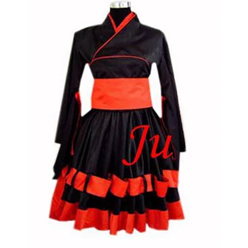 fondcosplay Gothic Lolita Punk Sd Papusa Japonia Kimono negru rosu camasa din satin fusta Cosplay Costum CD/TV[CK841]