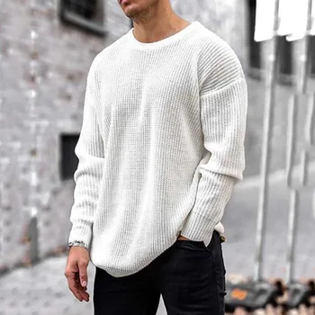2022 Primăvara și Toamna Europene și Americane de Moda de Culoare Solidă Gât Rotund Pulover tricotat Barbati Vrac Top Casual Trend