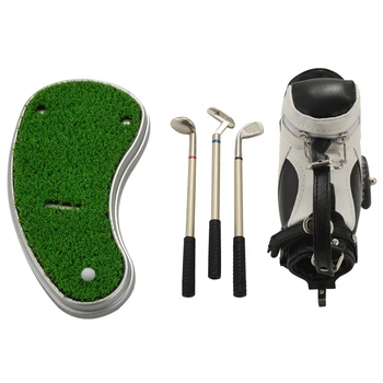 Golf Pixuri Cu Sac De Golf Titular,Cadouri Inedite Cu 3 Piese Din Aluminiu Stilou De Birou Golf Sac De Creion