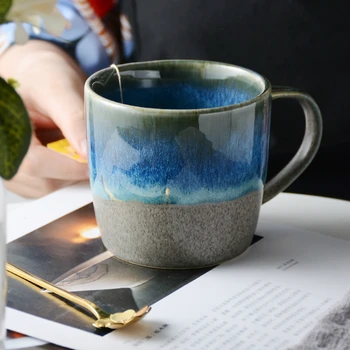 350ml de Lapte din Ceramică micul Dejun Cafea Cani Schimbare Treptată Cerul Înstelat Cerative Retro Cană de Ceai după-Amiaza Birou Cana de Apa Japonia Stil