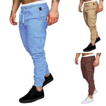 Bărbați de Culoare Solidă Pantaloni Oversize Scule Multi-buzunar Casual Streetwear Pantaloni Jambiere Pantaloni Pantaloni de Trening de sex Masculin