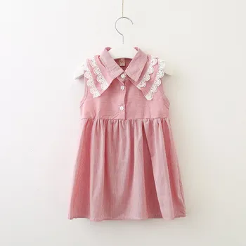 De vânzare la cald 2020 copii rochie de vara haine Copii fete de moda rochie fără mâneci dungi dantelă Rochie de printesa 3-8 ani !