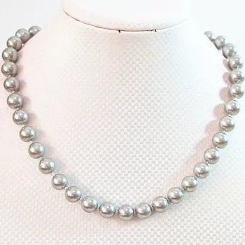 silver-culoare coajă simulate-perla 8mm 10mm 12mm 14mm rotund margele colier livrare gratuita femei elegante bijuterii de luare 18inchB640