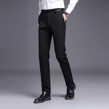 pantaloni de Barbati pentru primavara si toamna agrement pantaloni largi drepte costum de afaceri elastic non-costum de călcat pantaloni pentru bărbați